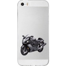 Zeyno Apple Iphone 5s Uyumlu Siyah Motosiklet  Desenli Silikon Kılıf