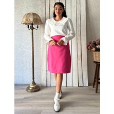 Küçüğüm Butik Fuşya Pembesi Kısa Kaşe Etek
