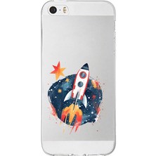 Zeyno Apple Iphone 5s Uyumlu Uzay Roketi  Desenli Silikon Kılıf