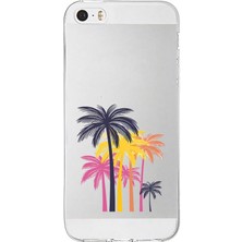 Zeyno Apple Iphone 5s Uyumlu Palmiye Ağaçları  Desenli Silikon Kılıf