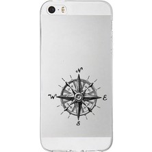 Zeyno Apple Iphone 5s Uyumlu Pusula Siyah  Desenli Silikon Kılıf