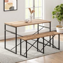 Güzelkan Madeni Eşya Masa Takımı Bench Bank Masa Seti 120X60  Masa Mutfak Masası Yemek Masası 1228