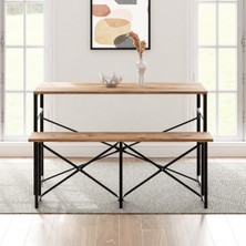 Güzelkan Madeni Eşya Masa Takımı Bench Bank Masa Seti 120X60  Masa Mutfak Masası Yemek Masası 1228