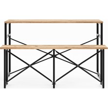 Güzelkan Madeni Eşya Masa Takımı Bench Bank Masa Seti 120X60  Masa Mutfak Masası Yemek Masası 1228