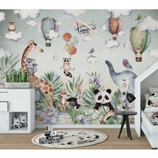 Wall Decorium Sevimli Hayvanlar Safari Hayvanlar Çocuk Odası Duvar Kağıdı