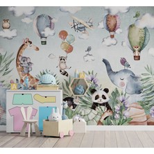 Wall Decorium Sevimli Hayvanlar Safari Hayvanlar Çocuk Odası Duvar Kağıdı