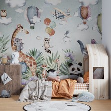 Wall Decorium Sevimli Hayvanlar Safari Hayvanlar Çocuk Odası Duvar Kağıdı