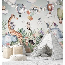 Wall Decorium Sevimli Hayvanlar Safari Hayvanlar Çocuk Odası Duvar Kağıdı