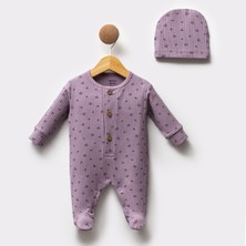 Melisa Baby Mini Çiçek Desenli Şapkalı Kız Bebek Tulum Seti