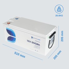 Bataryasan 12V 200AH Lifepo4 Akü Bluetooth Özellikli (Lityum Akü)