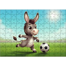 Ahşap Mdf Puzzle Yapboz Futbol Oynayan Tatlı Eşek 120 Parça 25*35 cm