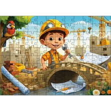 Ahşap Mdf Puzzle Yapboz Küçük Inşaatçı Çocuk 120 Parça 25*35 cm