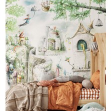 Wall Decorium Peri Masalı ve Peri Kalesi Kız Çocuk Odası Duvar Kağıdı