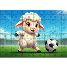 Ahşap Mdf Puzzle Yapboz Futbol Oynayan Şirin Kuzu 120 Parça 25*35 cm