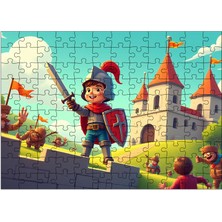 Ahşap Mdf Puzzle Yapboz Kale Savunan Cesur Çocuk 120 Parça 25*35 cm