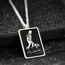 Vetro Silver Erkek 925 Ayar Gümüş Özel Tasarım Atatürk Kolye