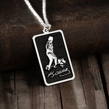 Vetro Silver Erkek 925 Ayar Gümüş Özel Tasarım Atatürk Kolye