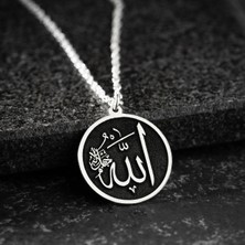 Vetro Silver Erkek 925 Ayar Gümüş Özel Tasarım Allah Muhammed Kolye