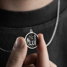 Vetro Silver Erkek 925 Ayar Gümüş Özel Tasarım Allah Muhammed Kolye