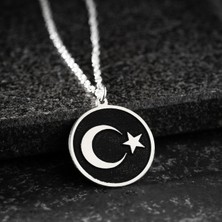 Vetro Silver Erkek 925 Ayar Gümüş Özel Tasarım Ay Yıldız Kolye