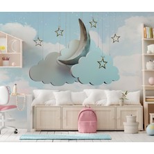 Wall Decorium 3 Boyutlu Bulutlar Mavi Çocuk Odası Duvar Kağıdı