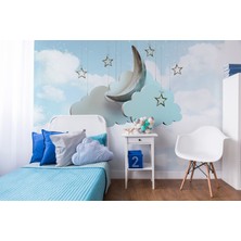 Wall Decorium 3 Boyutlu Bulutlar Mavi Çocuk Odası Duvar Kağıdı