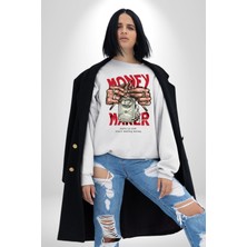 Navcoli Uyan ve Para Kazanmaya Başla Sokak Style Erkek Kadın Unisex Dijital Baskılı Beyaz Sweatshirt