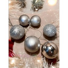 Yılbaşı Süsü 10 cm Gümüş Toplar, Yılbaşı Ağacı Süsü Çam Ağacı Süsü Noel Ağacı Süsü