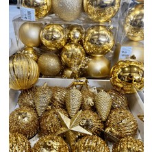 Okavango 24 Adet Cici Top Gold Yılbaşı Çam Ağacı Süsü Dekor Süsleme Seti 6 cm