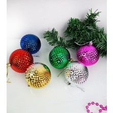 Okavango 6 Adet Cici Top Renkli Yılbaşı Çam Ağacı Süsü Dekor Süsleme Seti 4 cm