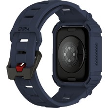 Skinarma Apple Watch 7 45MM Uyumlu 2in1 Tpu Kasa Koruyuculu Silikon Kordon Mecha Lacivert