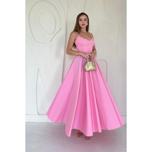 Elbee Fashion Woman Pembe A-Line Askılı Elbise
