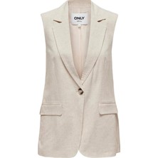 Only Minimalist Kolsuz Midi Oversize Keten Yelek - Günlük Şıklık