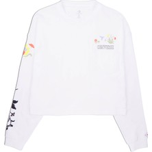 Converse Floral Long Sleeve Crew Kadın Beyaz Sweatshirt