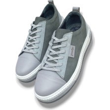 Growish GR0245  Deri & Nubuk Kaydırmaz Çift Renk Ray Taban Antrasit Erkek Sneaker Ayakkabı