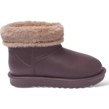 Liger Yuvarlak Burun Kadın Kürklü Kısa Yağmur Botu KAHVERENGİ