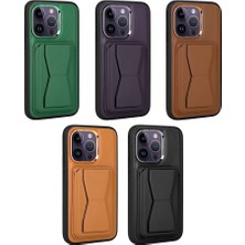 ZORE Apple iPhone 14 Pro Kılıf Kartlıklı Standlı ​pu Deri Memo Kapak-Siyah
