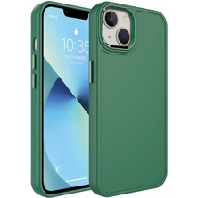 ZORE Apple iPhone 13 Kılıf Metal Çerçeve ve Buton Tasarımlı Sert Botox Kapak-Koyu Yeşil