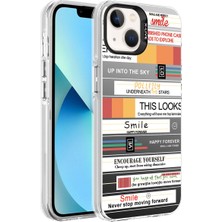 ZORE Apple iPhone 14 Kılıf Desenli Zore Silver Sert Kapak-Mottolar