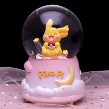 Keyfim Shop Pikachu Temalı Büyük Boy Püskürtmeli Müzikli Işıklı Kar Küresi