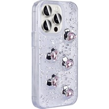 ZORE Apple iPhone 15 Pro Max Kılıf Airbagli Simli Arka Yüzey Işıltı Silikon Kapak - Beyaz - Yıldız