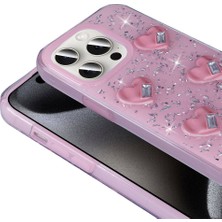 ZORE Apple iPhone 15 Pro Max Kılıf Airbagli Simli Arka Yüzey Işıltı Silikon Kapak - Beyaz - Yıldız