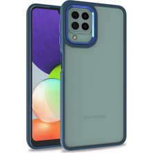 ZORE Galaxy A12 Kılıf Flora Kapak-Mavi