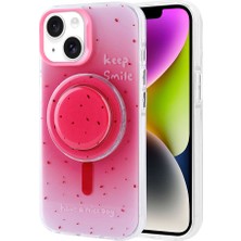 ZORE Apple iPhone 14 Kılıf Magsafe Şarj Özellikli Tak - Çıkar Pop Soketli Tiktok Kapak - Pembe Koyu