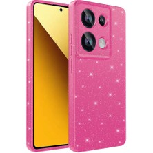 ZORE Xiaomi Redmi Note 13 Pro 4g Kılıf Kamera Korumalı Simli Lüks Koton Kapak - Pembe Koyu