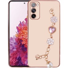 ZORE Galaxy S20 Fe Kılıf El Tutamaçlı Kamera Korumalı Taka Silikon Kapak-Pembe