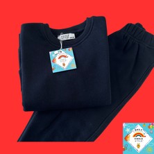 Basic 3 Iplik Şardonlu Unisex Koyu Lacivert Bebek Eşofman Takımı