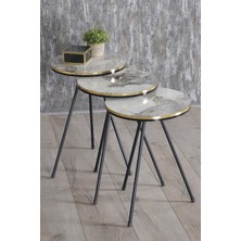 Karkissa Store Zigon Sehpa Siyah Metal Ayak Çift Altın Efes 1080