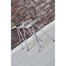 Karkissa Store Zigon Sehpa 3'lü Gümüş Metal Ayak Gümüş Efes