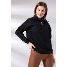 Klesa Kadın 2 Iplik Şardonlu Yarım Fermuarlı Sweatshirt